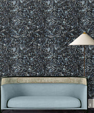 Load image into Gallery viewer, Marble Swirls Wallpaper • Marble Wallpaper • Navy • Insitu