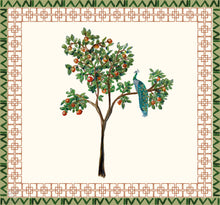 Load image into Gallery viewer, WONDERING PEACOCK IN ORANGE TREE MURAL