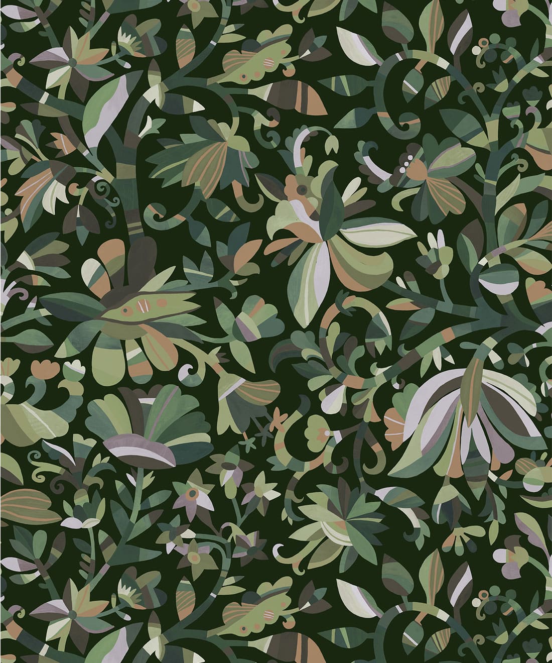 Botanique Type II Vinyl Wallpaper - Colourway: Forest - Swatch - Commercial Wallcoverings