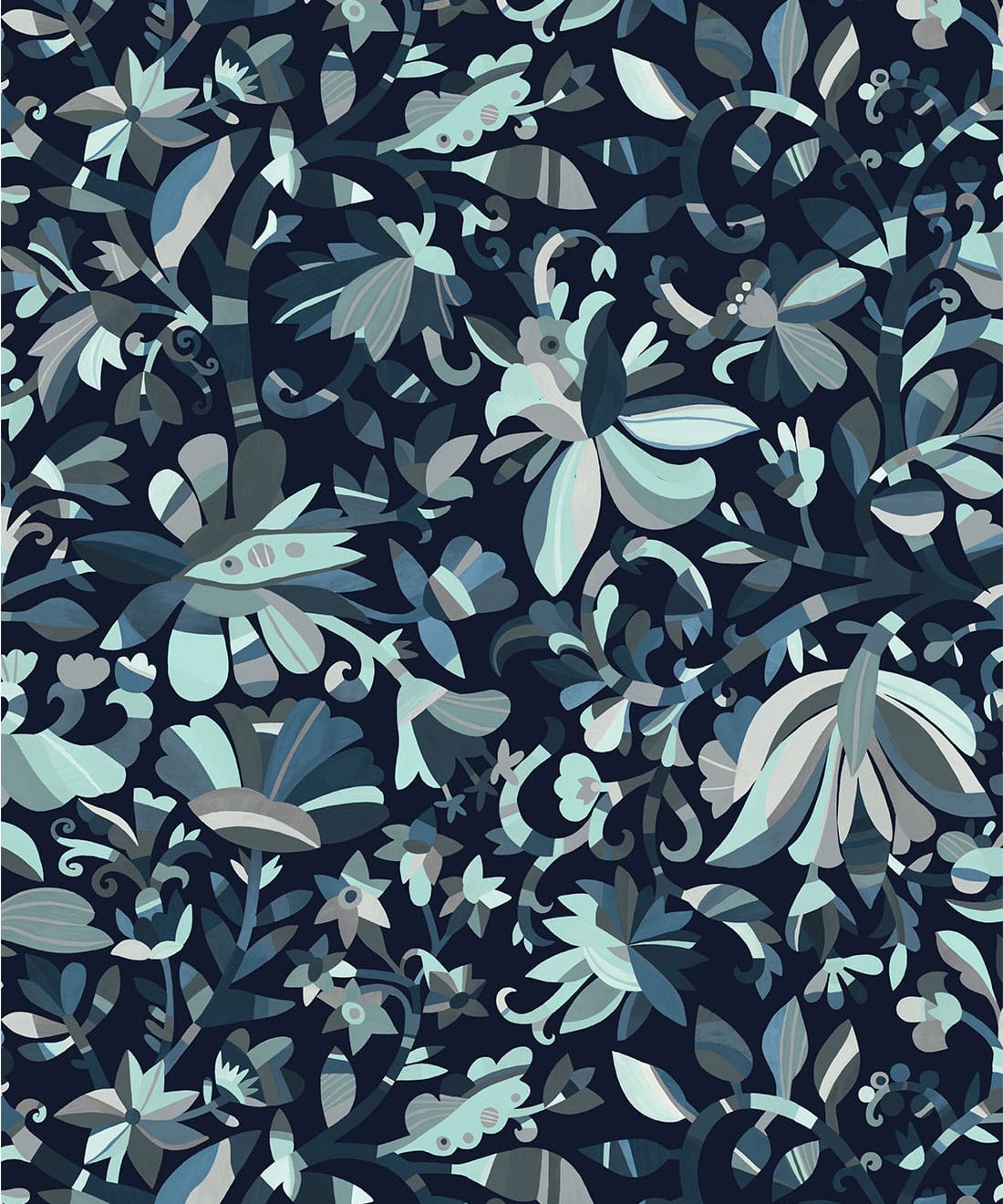 Botanique Type II Vinyl Wallpaper - Colourway: Ocean - Swatch - Commercial Wallcoverings