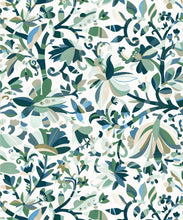 Load image into Gallery viewer, Botanique Type II Vinyl Wallpaper - Colourway: Turquoise - Swatch - Commercial Wallcoverings