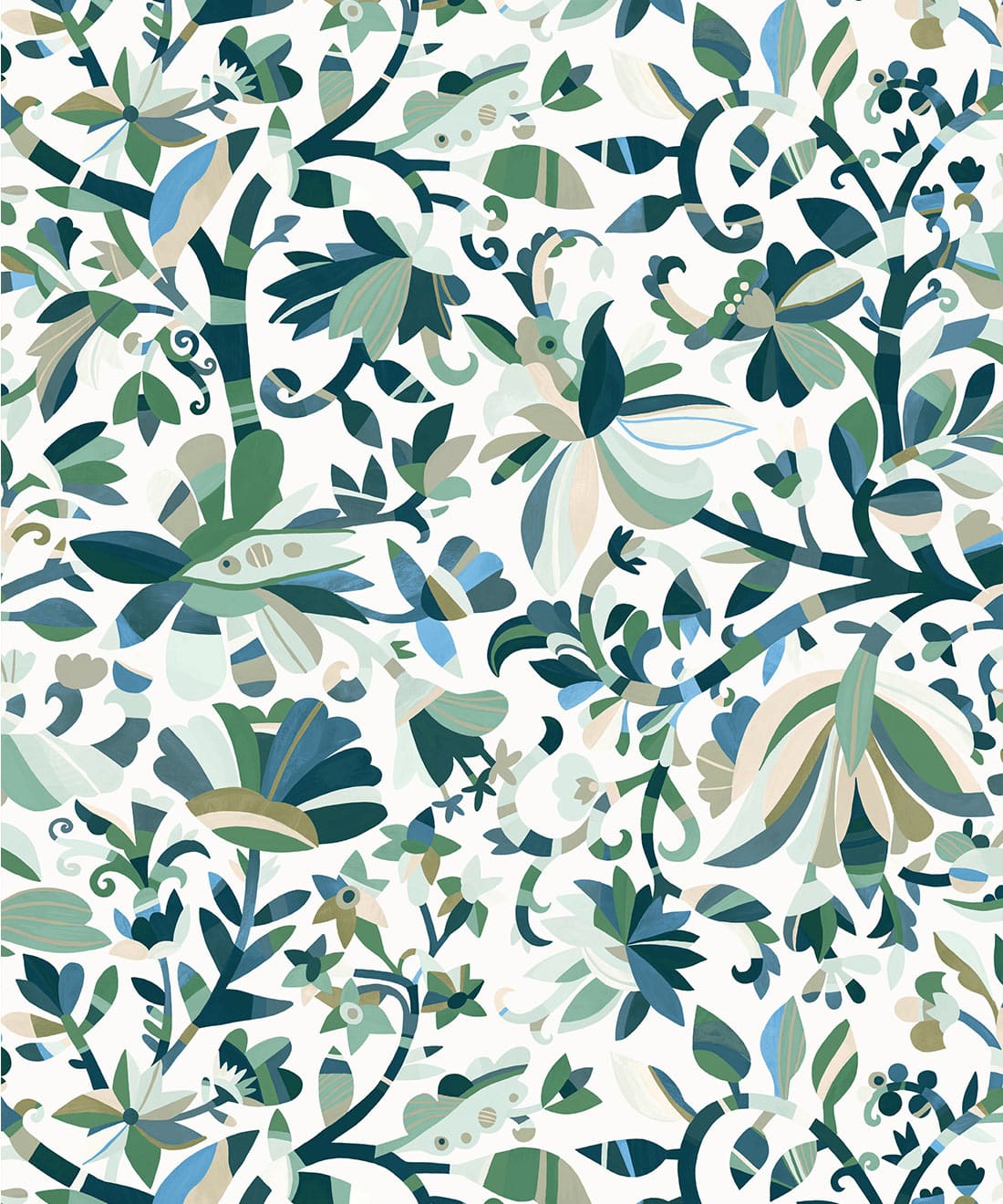 Botanique Type II Vinyl Wallpaper - Colourway: Turquoise - Swatch - Commercial Wallcoverings