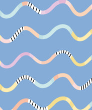 Load image into Gallery viewer, Happy Waves Wallpaper • Blue • Swatch