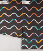 Load image into Gallery viewer, Happy Waves Wallpaper • Charcoal • Rolls