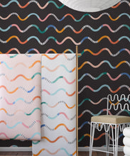 Load image into Gallery viewer, Happy Waves Wallpaper • Charcoal • Insitu