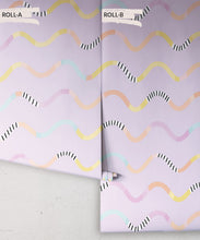 Load image into Gallery viewer, Happy Waves Wallpaper • Lilac • Rolls