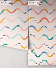 Load image into Gallery viewer, Happy Waves Wallpaper • Peach • Rolls