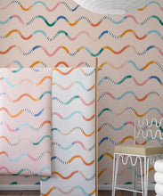 Load image into Gallery viewer, Happy Waves Wallpaper • Peach • Insitu
