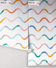 Load image into Gallery viewer, Happy Waves Wallpaper • White • Rolls