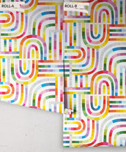 Load image into Gallery viewer, Maze Time Wallpaper • White Rainbow • Rolls