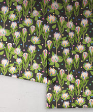 Load image into Gallery viewer, Protea Party Wallpaper • Black • Rolls