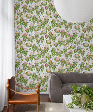 Load image into Gallery viewer, Protea Party Wallpaper • Fruity White • Insitu