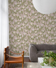 Load image into Gallery viewer, Protea Party Wallpaper • Pastel Coffee • Insitu