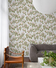 Load image into Gallery viewer, Protea Party Wallpaper • Pastel White • Insitu