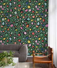 Load image into Gallery viewer, Rainbow Leopard Wallpaper • Deep Green • Insitu