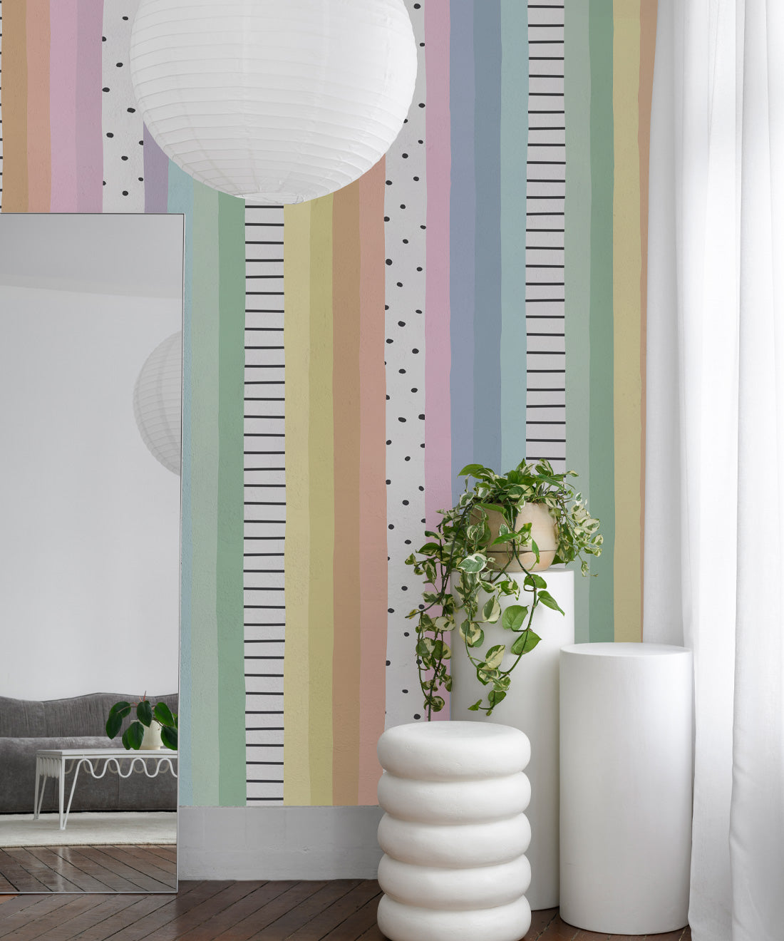 Rainbow Wall Mural • Pastel White • Insitu