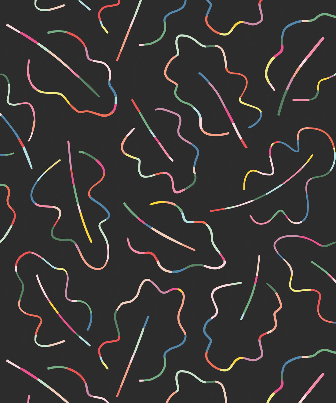 Spring Leaves Wallpaper • Black • Swatch