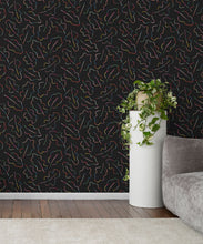 Load image into Gallery viewer, Spring Leaves Wallpaper • Black • Insitu