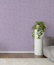 Load image into Gallery viewer, Spring Leaves Wallpaper • Lilac • Insitu