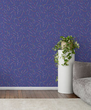 Load image into Gallery viewer, Spring Leaves Wallpaper • Periwinkle • Insitu