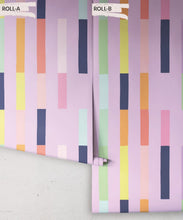 Load image into Gallery viewer, Sweet Rainbow Stripe Wallpaper • Lavender • Rolls