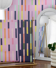 Load image into Gallery viewer, Sweet Rainbow Stripe Wallpaper • Lavender • Insitu