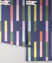 Load image into Gallery viewer, Sweet Rainbow Stripe Wallpaper • Navy • Rolls