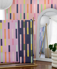 Load image into Gallery viewer, Sweet Rainbow Stripe Wallpaper • Peach • Insitu