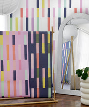 Load image into Gallery viewer, Sweet Rainbow Stripe Wallpaper • White • Insitu
