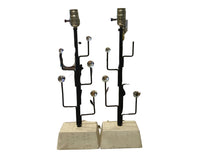 Load image into Gallery viewer, vintage mid-century modern black metal table lamps-pair