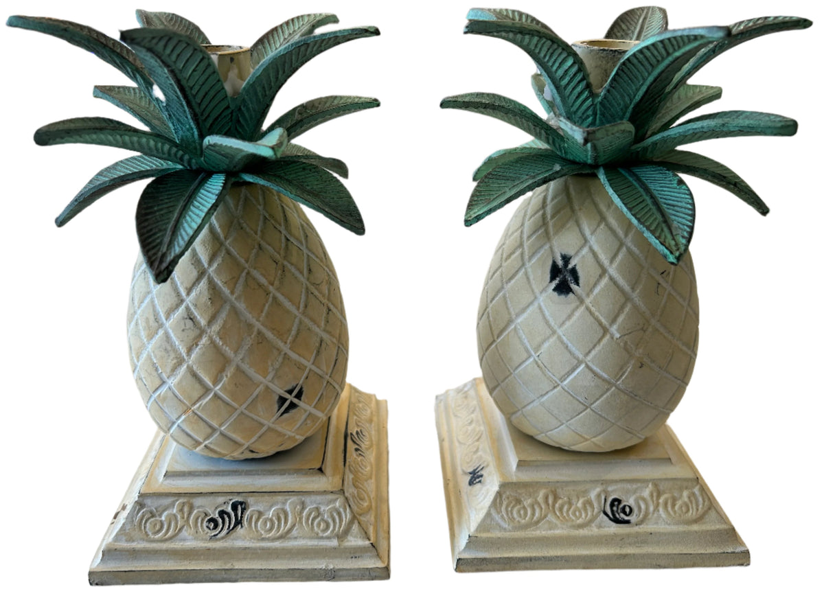 pair pineapple taper holders