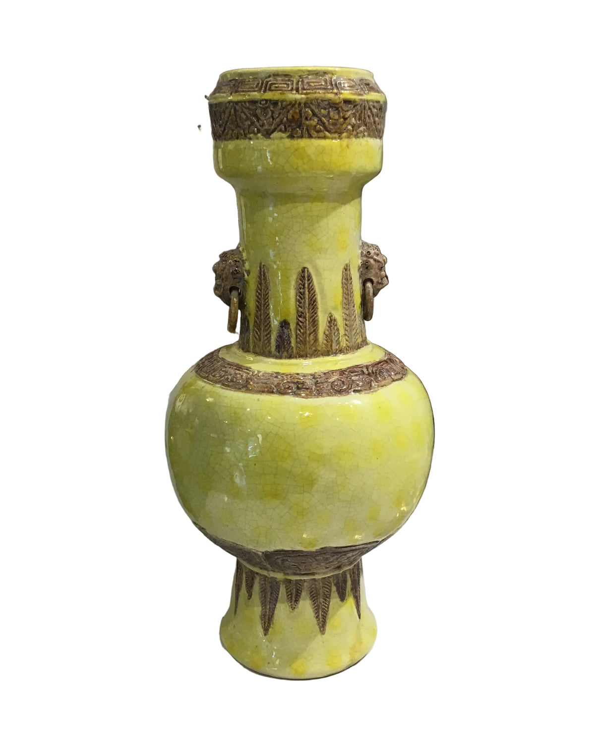 italian yellow crackle vase