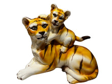 Load image into Gallery viewer, vintage italian ceramic tiger mom &amp; cub