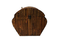 Load image into Gallery viewer, mid-century bamboo pencil reed dome-shaped trunk with brass accents