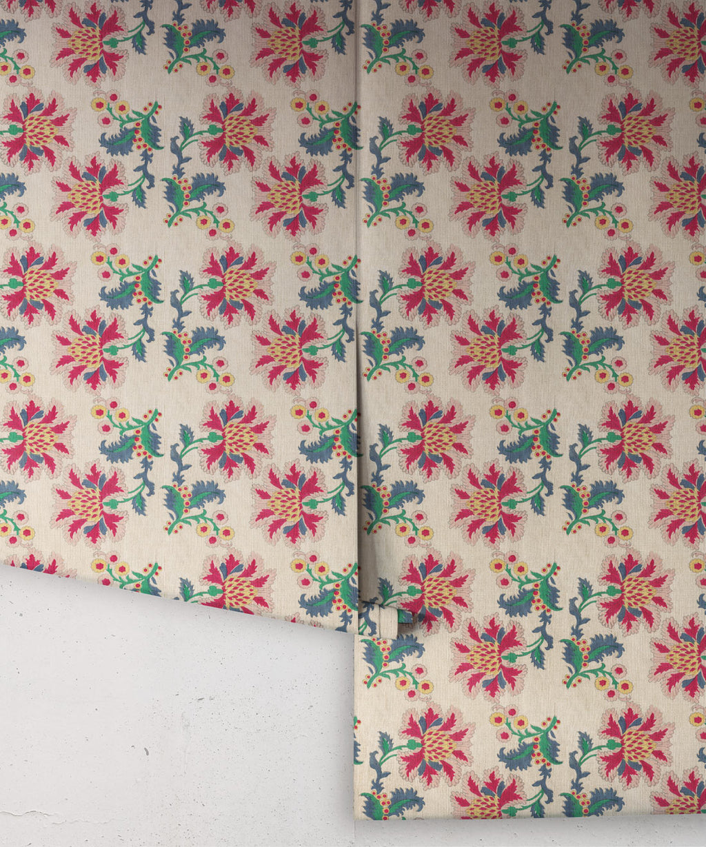 French Floral Wallpaper • Multi Natural • Rolls