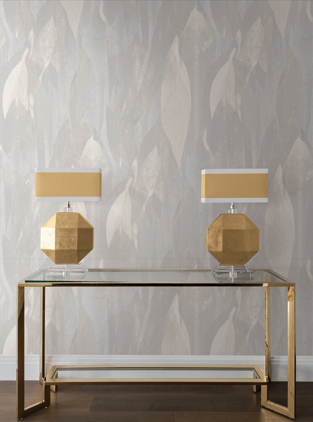 Shimmering Canopy Wide Width Wallpaper - Light Grey room setting