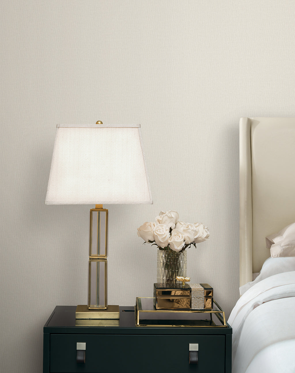 Ripple Effect Wide Width Wallpaper - Beige room setting