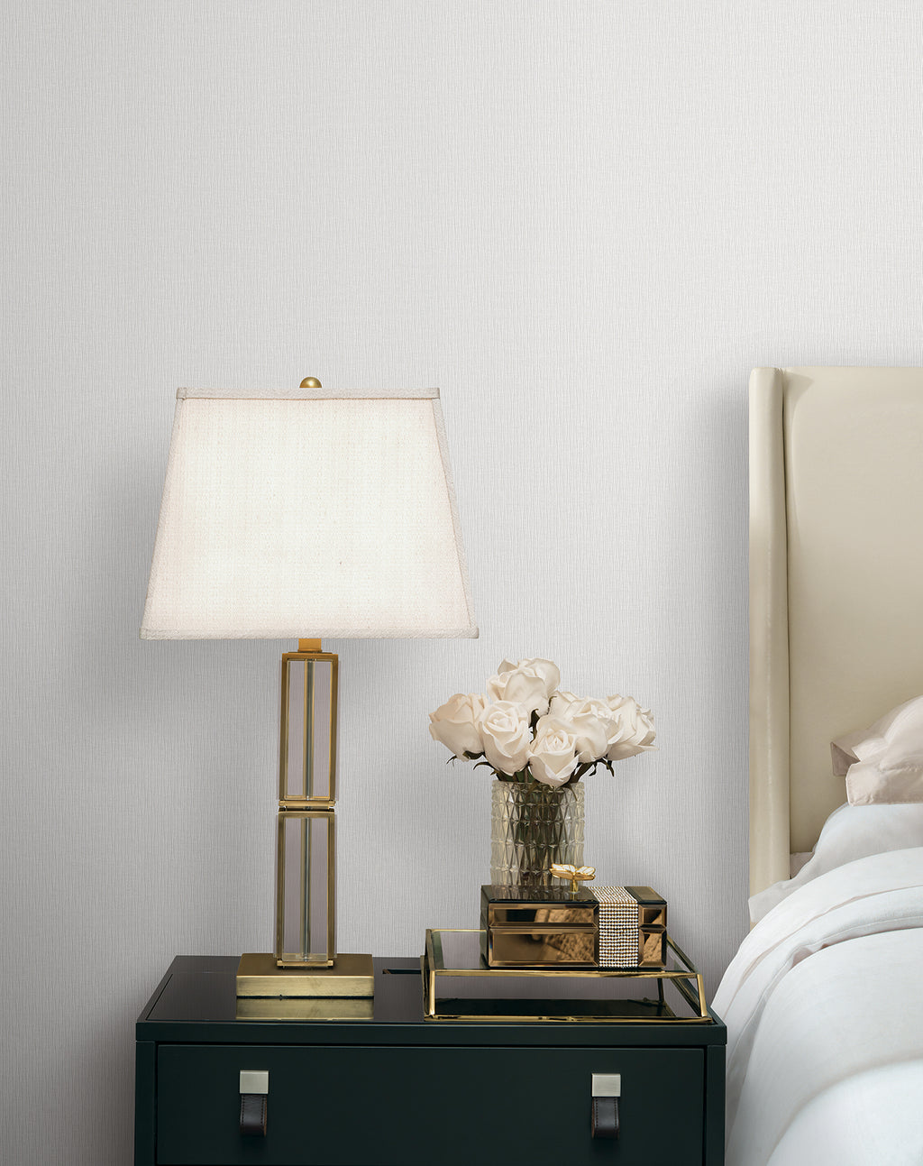 Ripple Effect Wide Width Wallpaper - Dove room setting
