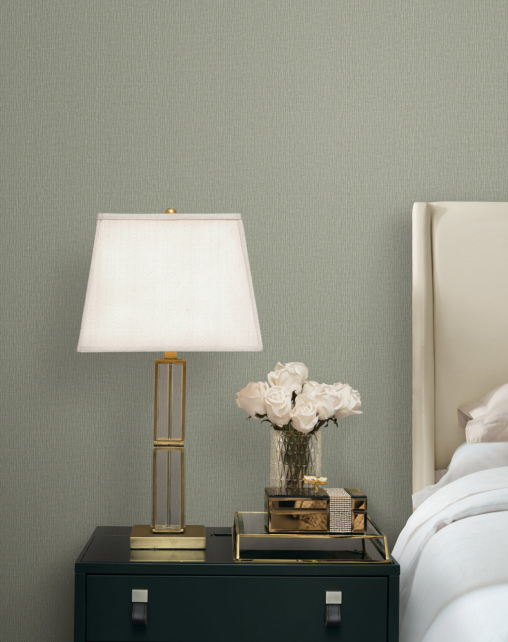 Ripple Effect Wide Width Wallpaper - Mint room setting