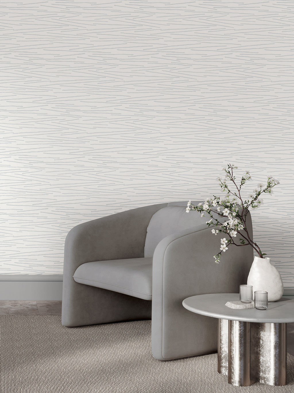 Foundations Wide Width Wallpaper - Dove room setting