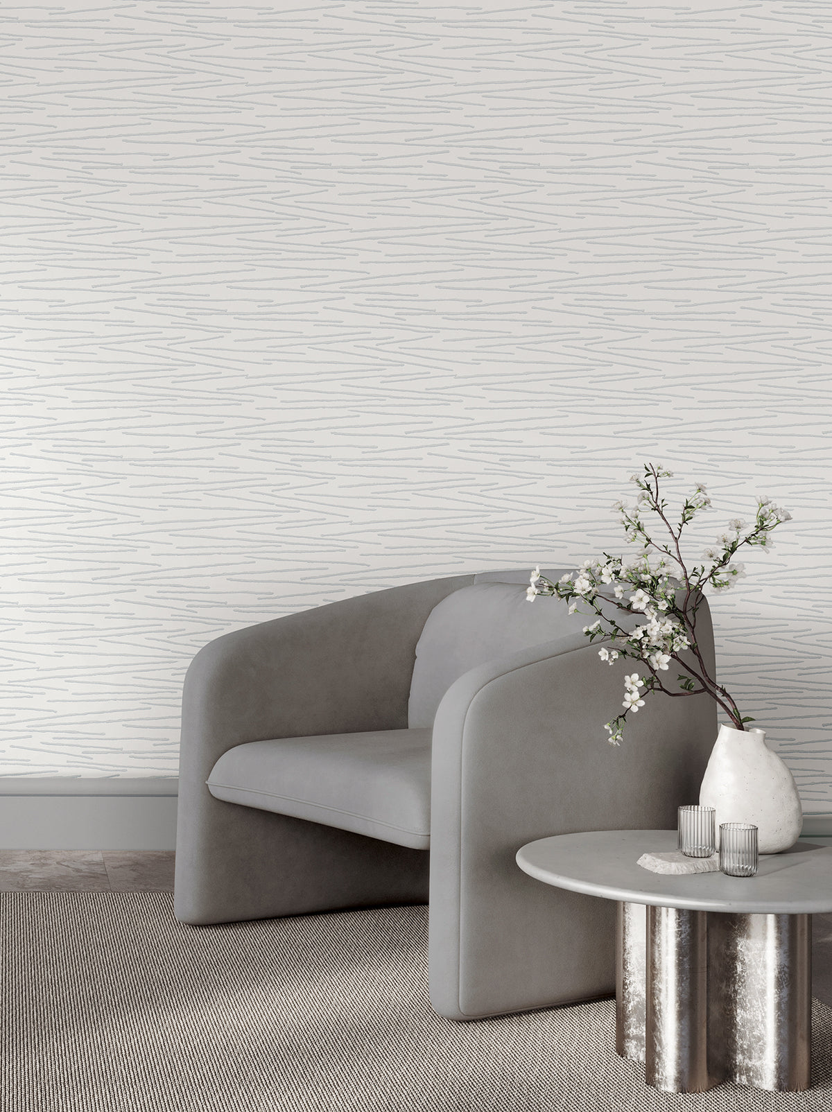 Foundations Wide Width Wallpaper - Dove room setting