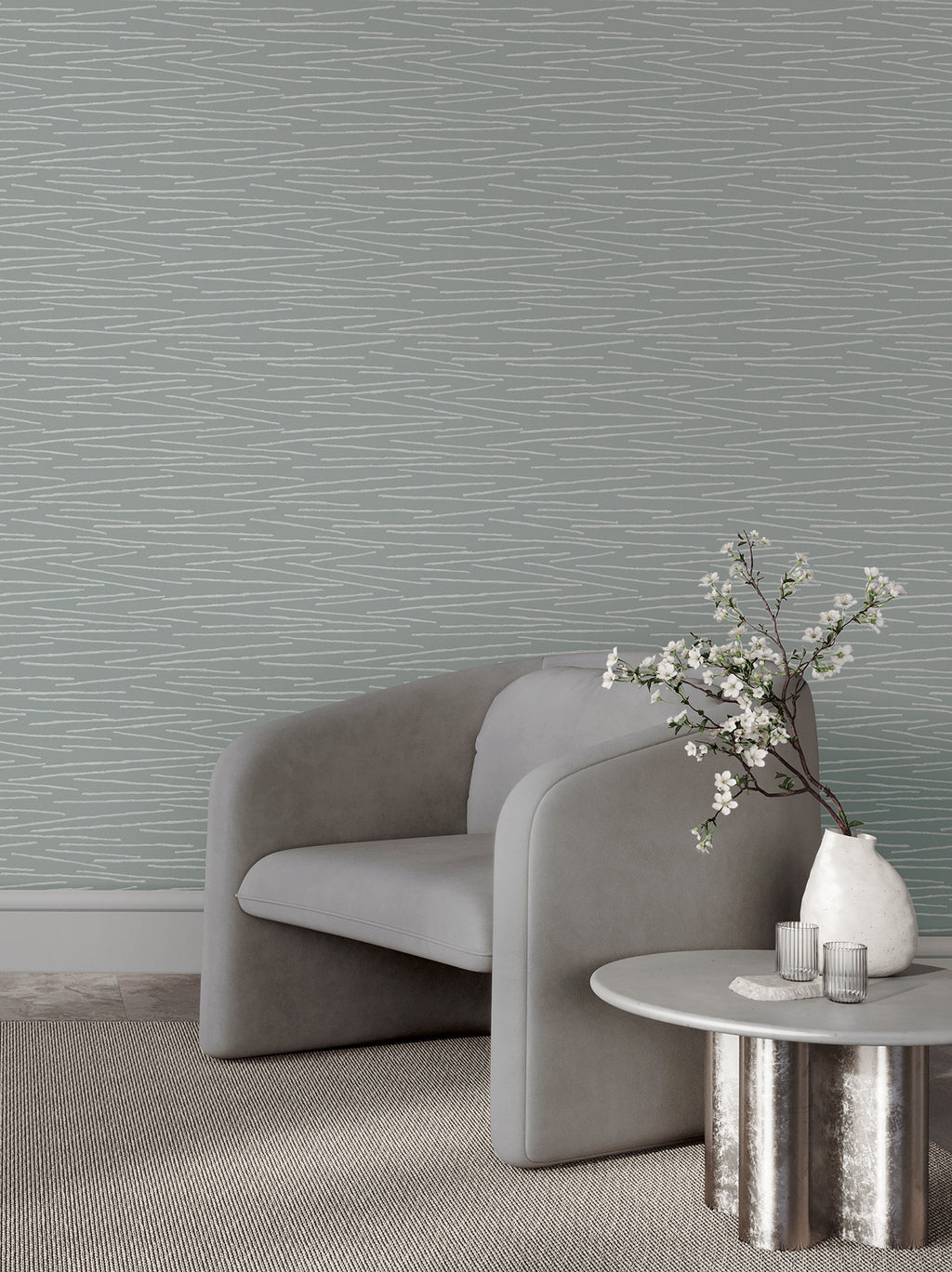 Foundations Wide Width Wallpaper - Light Blue room setting