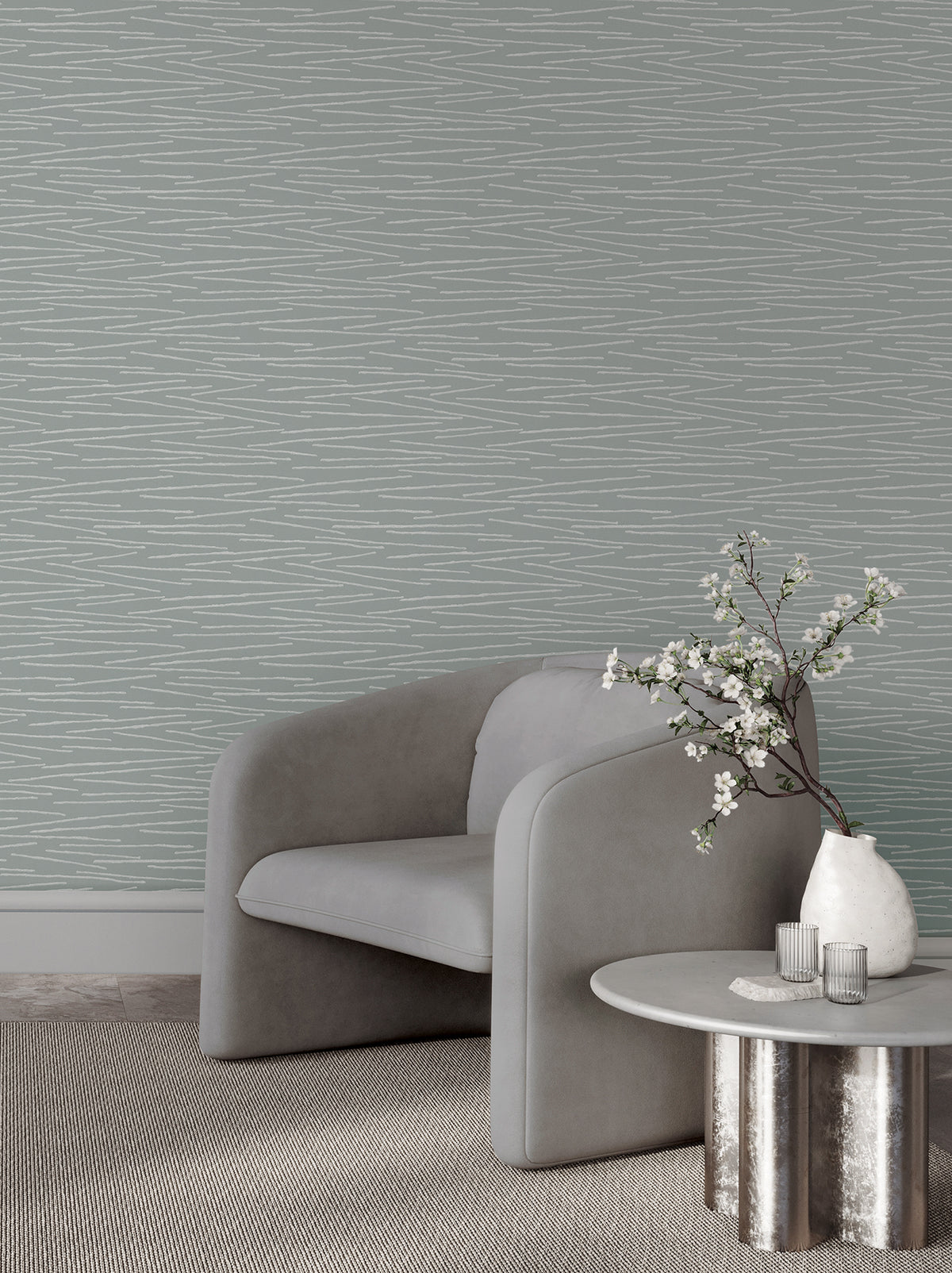 Foundations Wide Width Wallpaper - Light Blue room setting