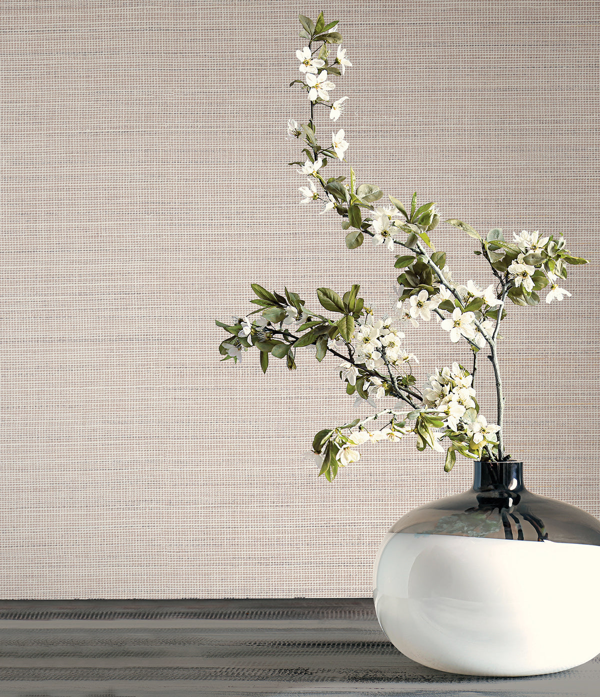 Drift Weave Wide Width Wallpaper - Taupe room setting