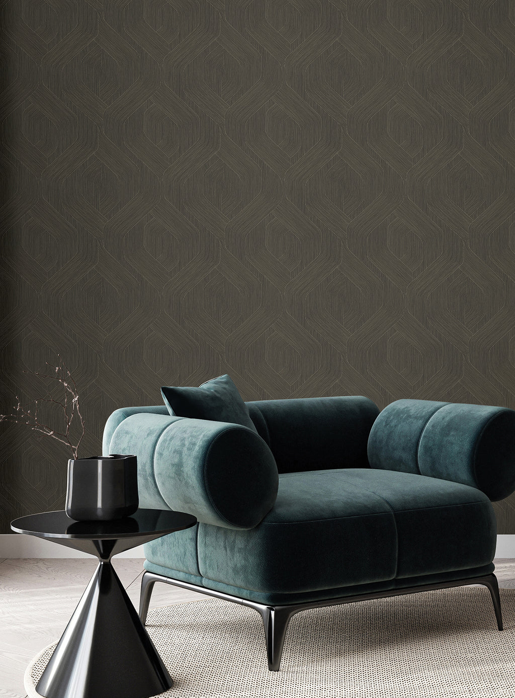 Infinity Wide Width Wallpaper - Chocolate room setting