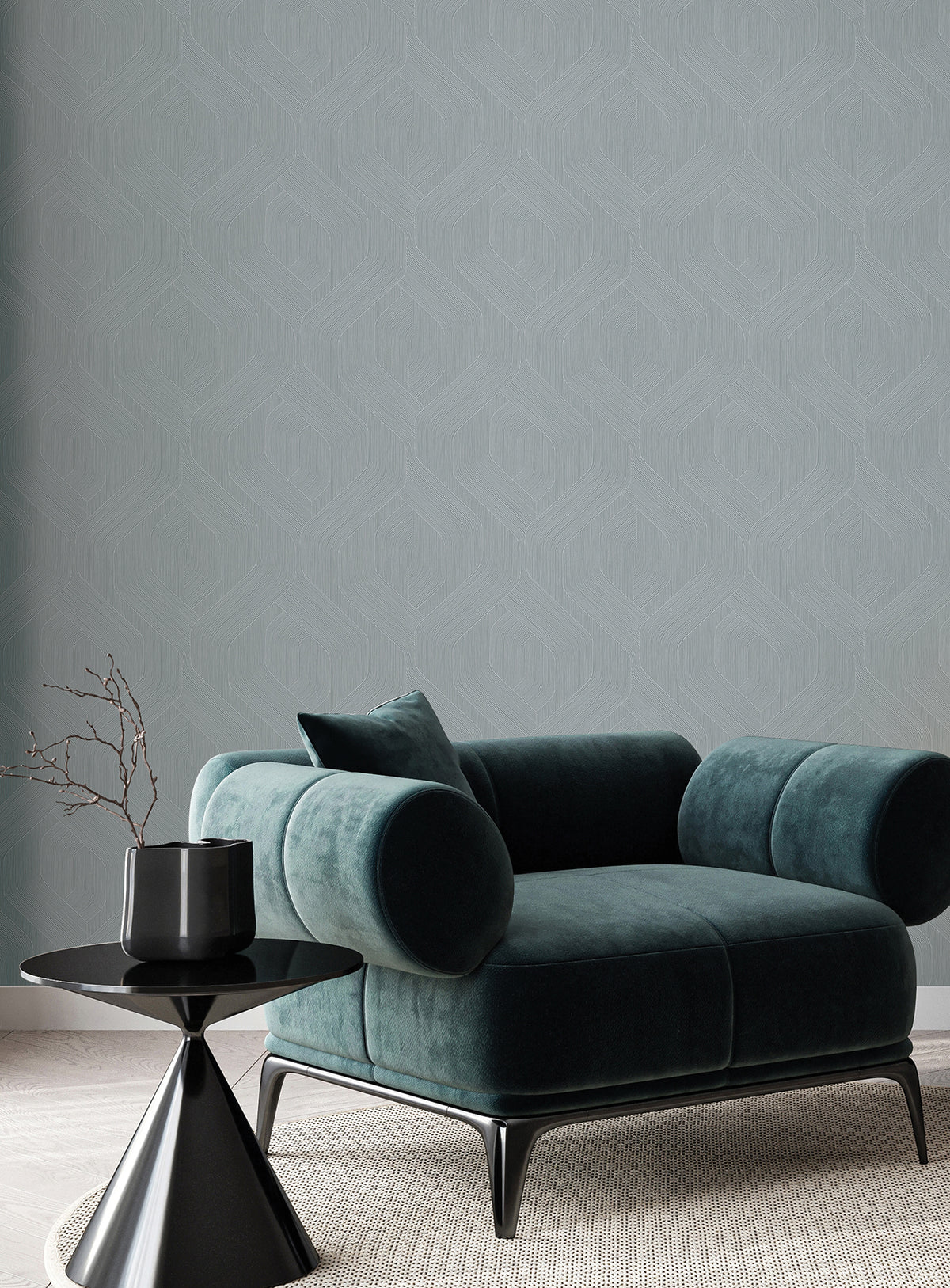 Infinity Wide Width Wallpaper - Slate room setting