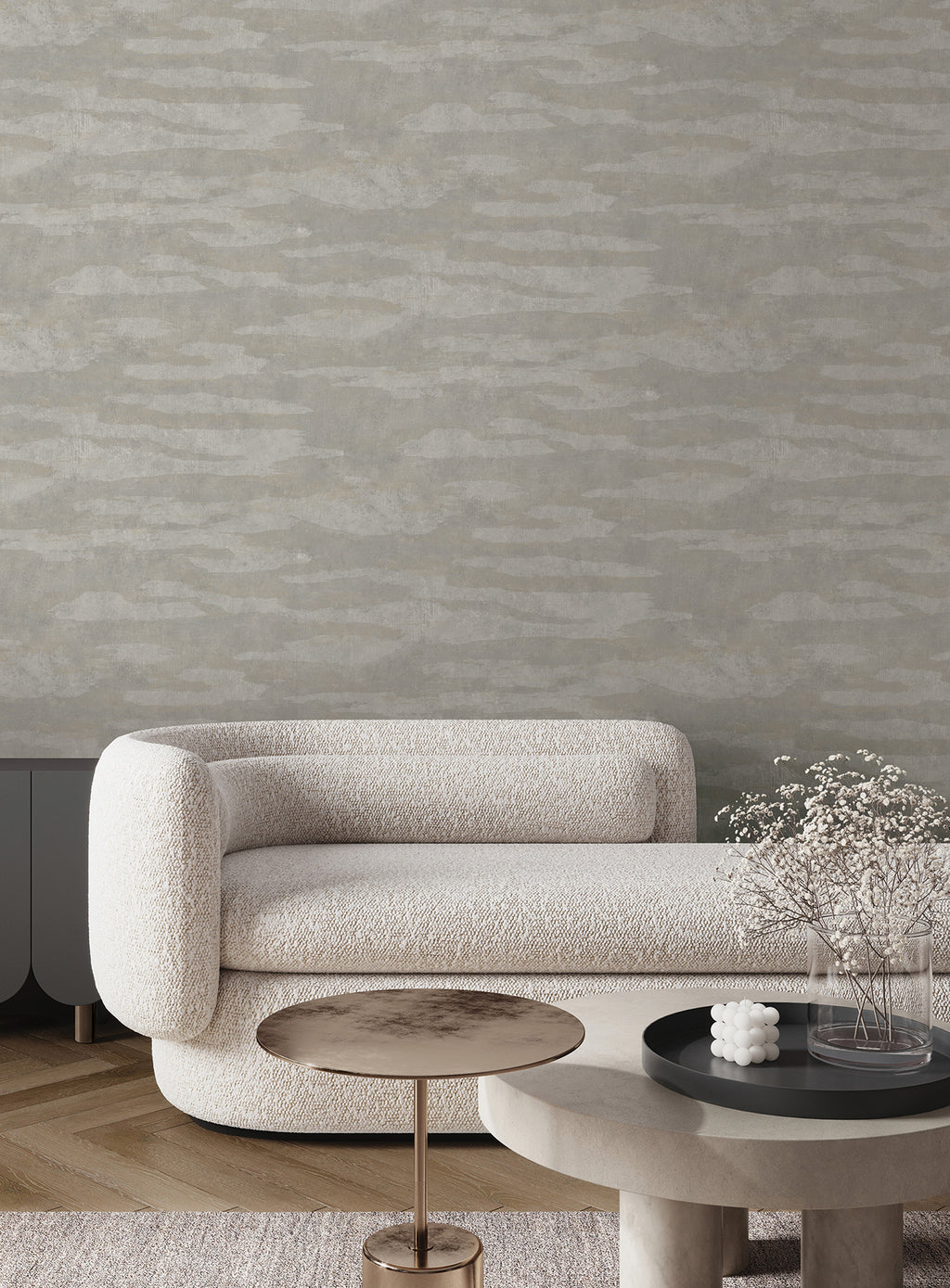 Misty Dreams Wide Width Wallpaper - Grey room setting