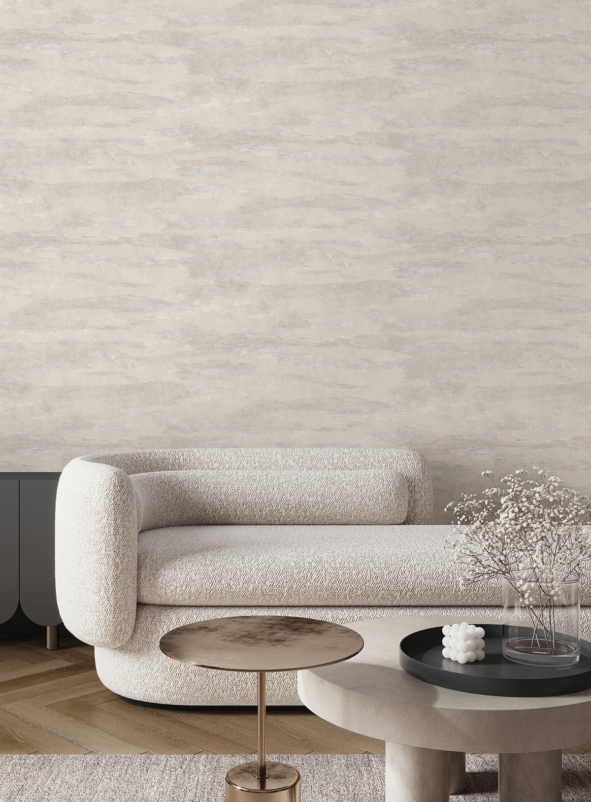 Misty Dreams Wide Width Wallpaper - Pearl room setting