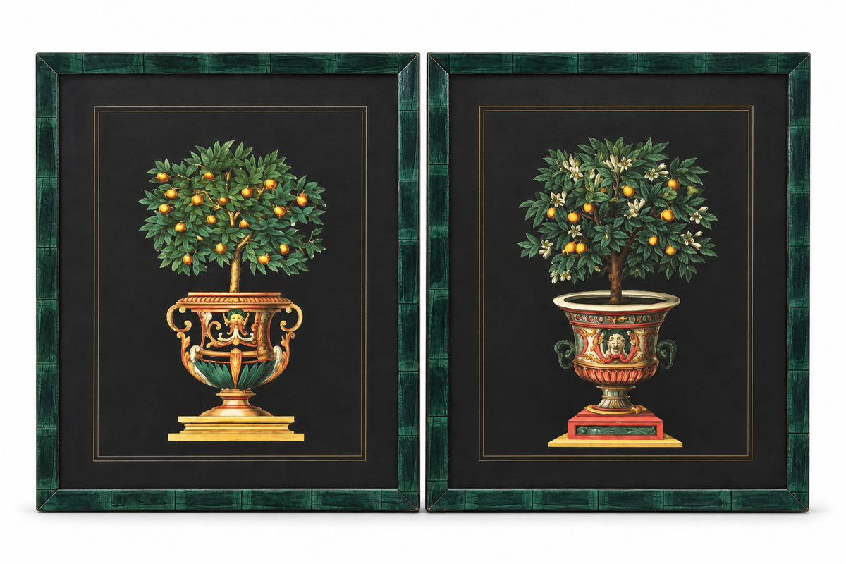 pair of framed art-the garden urn
