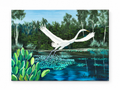 flying heron painting